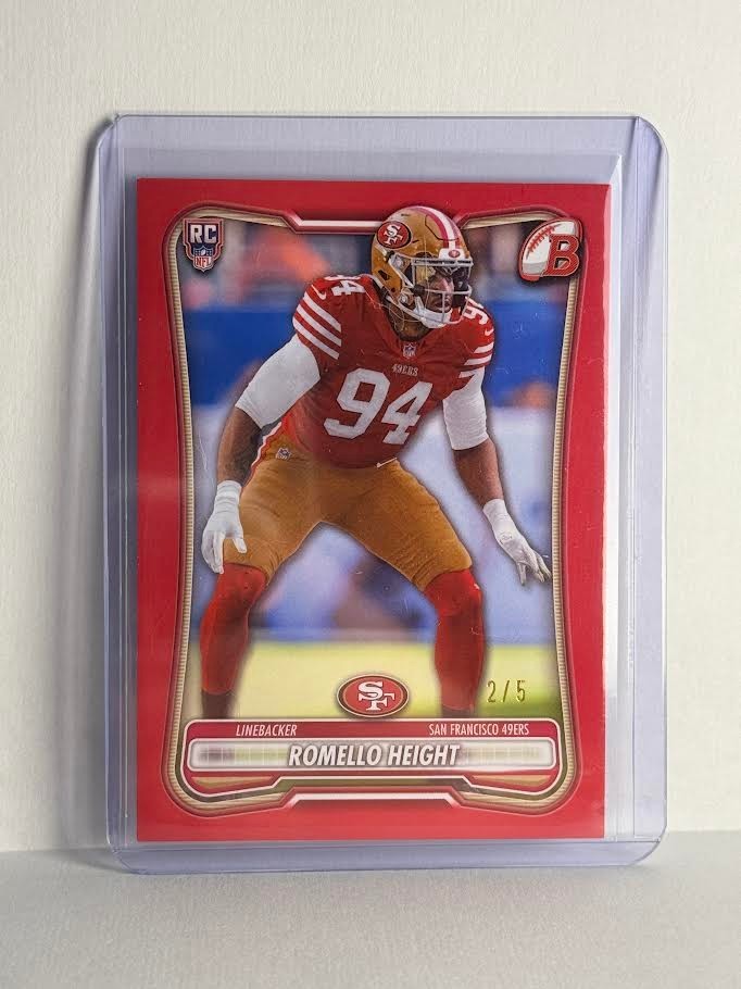 2026 Bowman Topps Romello Height RED RC #162 San Francisco 49ers #2/5