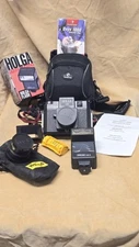 Unused Holga 120N Film Camera Bundle w/ Flash, Fisheye Lens, Bag & Film