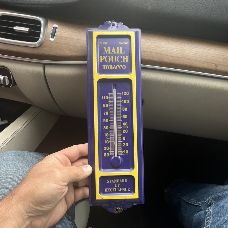 Vintage Metal Mail Pouch Thermometer
