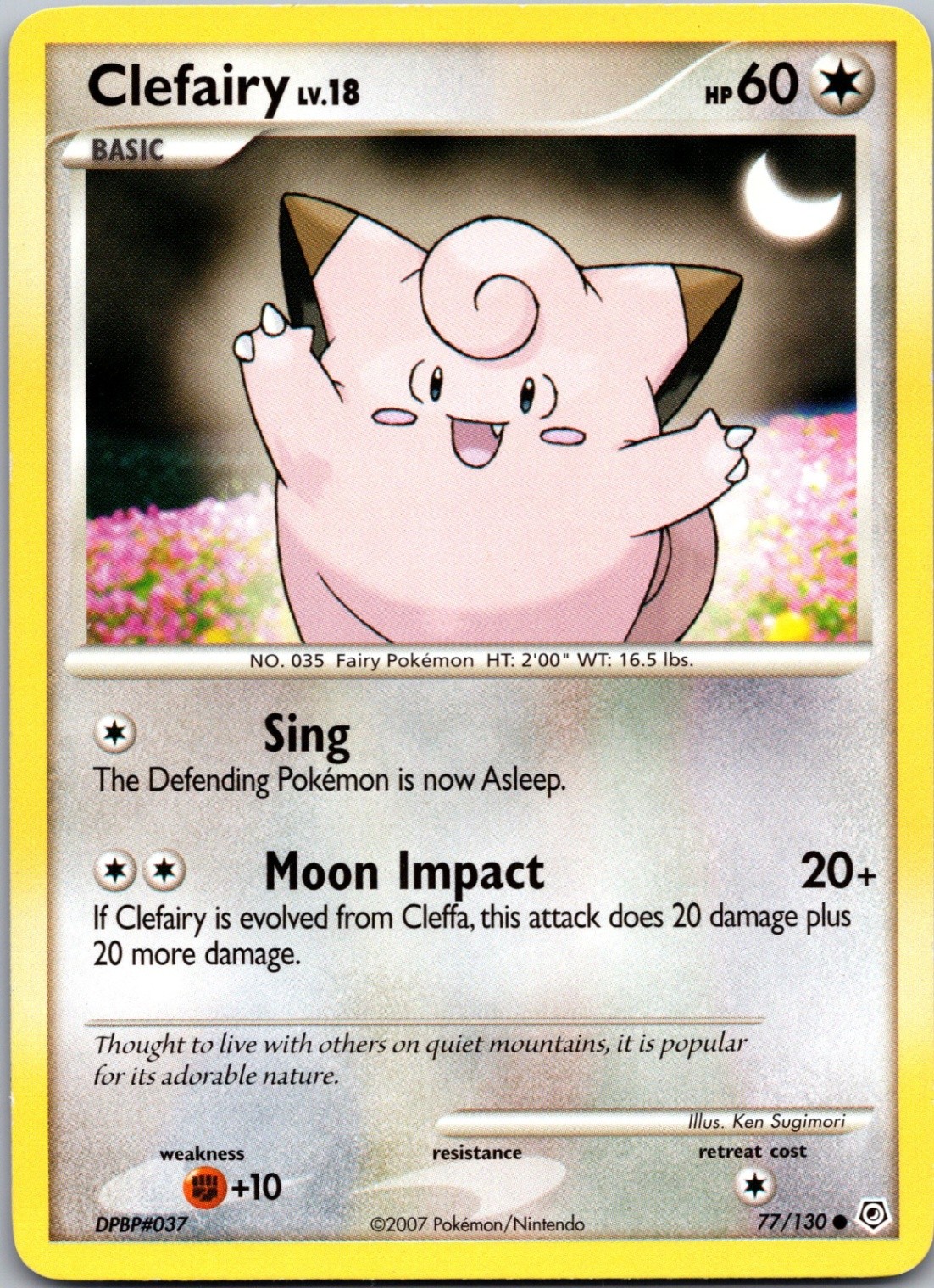 Clefairy Regular Common Diamond and Pearl 77/130 NM-LP