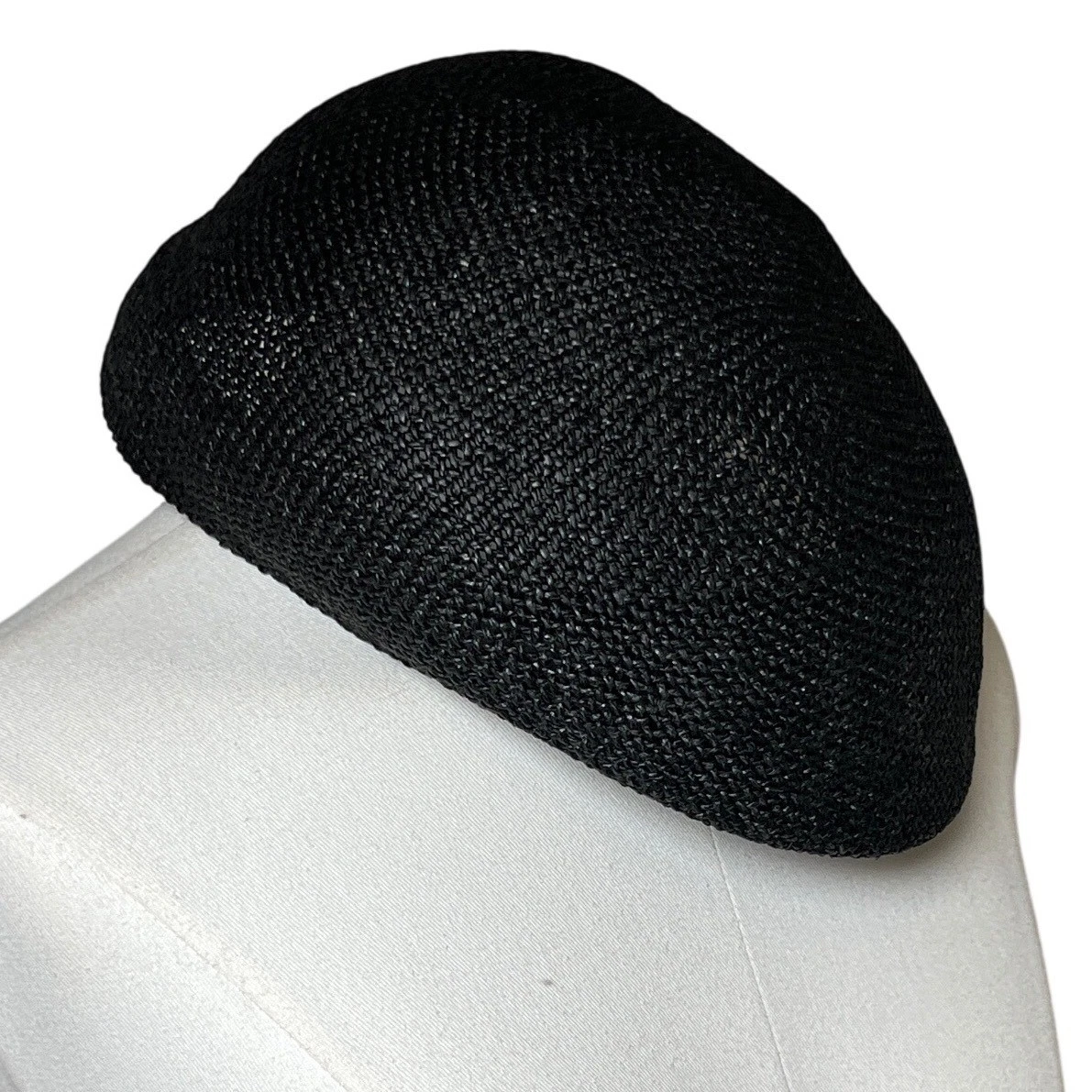 A. Adams & Spire Black Straw Flat Cap Newsboy Driving Hat Lightweight Size L