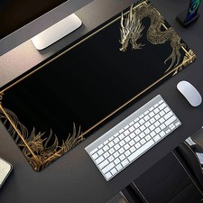 40 90cmLarge Black Golden Dragon Gaming Mouse Pad - Non-Slip Rubber Base, Ergo