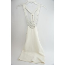 Windsor Halter Dress Womens Medium Ivory Rhinestone Textured Open Back Good