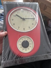 DUNELM Kitchen Clock With Bullt In Timer In Red. Brand New Sealed