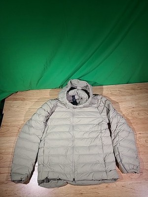 Lululemon Pack Down Hooded Puffer Jacket Women's 4 Beige Grey Goose Down Sz Sp