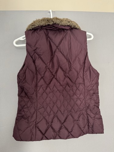 Gilet imbottito piumino d'oca Eddie Bauer donna piccolo S leggero viola pelliccia sintetica - Foto 7 di 8