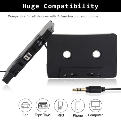 Cassette Aux Adapter For Car iPhone 3.5mm Audio Tape MP3 Player Adapter Black A - Picture 7 of 9