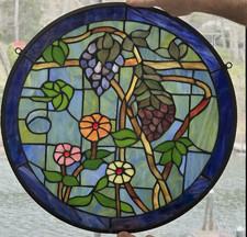 Stained Glass Handcrafted Tiffany Style 20" Round Window Panel Suncatcher Art
