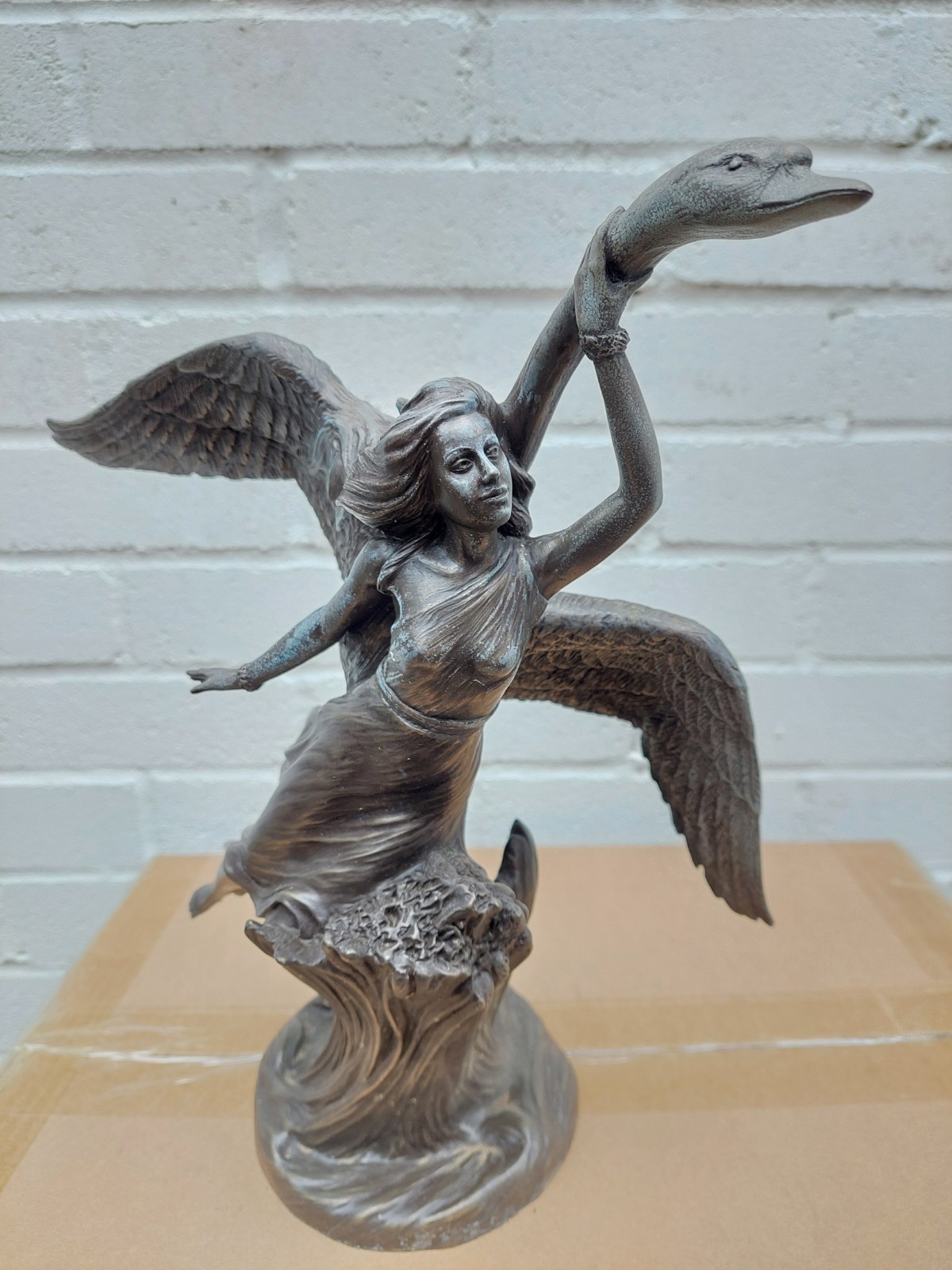 Heredities Leda and the Swan Sculpture Cold Cast Bronze Greek Myth R. Donaldson