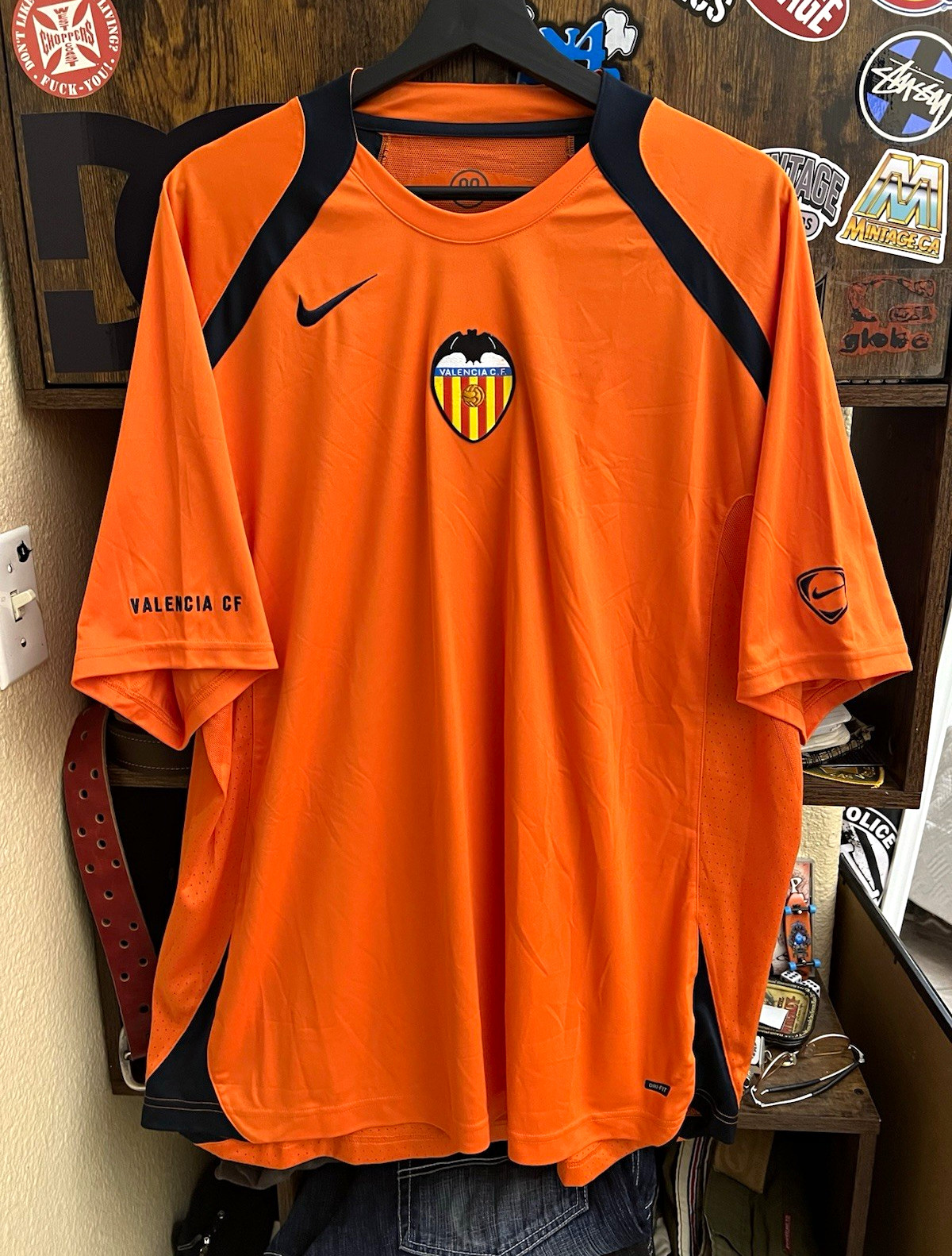 Vintage Nike Valencia CF Soccer Jersey Shirt Orange Black Adult Size XXL