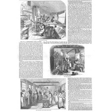 LONDON Visit to a Clerkenwell Clock Factory - 2x Antique Prints 1851