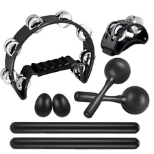 8 Pcs Tambourines for Adults Metal Jingles Half Moon Tambourine, Foot Tambour...