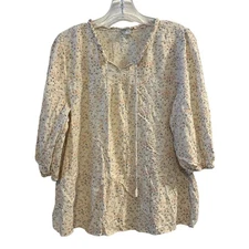 Naif  Women's Floral Blouse PXL Multicolor V-Neck 3/4 Sleeve