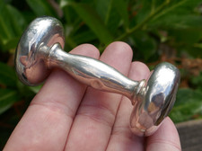 Vintage Towel Sterling Silver Dumbbell Shaped Baby Rattle / Teether Model 8 /25g