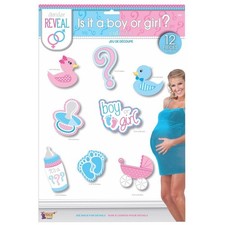 Gender Reveal Pink Blue Cute Baby Shower Party Supplies Wall Decoration Cutouts