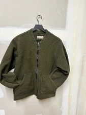 Filson Mackinaw Wool Liner Made In USA Fits L Forest Green Flaws