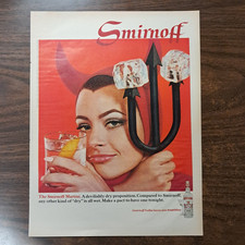 1968 Smirnoff Devil with Pitchfork Large Full Page Ad