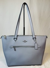 COACH Zip Top Gallery Tote Bag Saffiano Leather Powder Blue