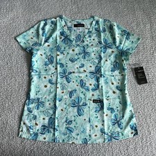 Koi Basics Scrub Top Women s Large Green Leslie Spring Sprung Butterfly Nursing