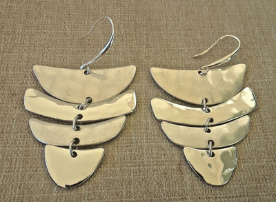 Robert Lee Morris (RLM) silver tone earrings fishtail dangle shiny matte.