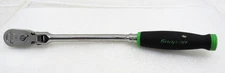 Snap On 3/8" Drive Soft Grip Bent Handle Flex-Head Ratchet Green