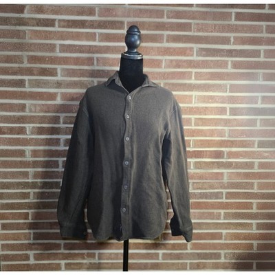 Pull&Bear Black Label Men's Sz S Brown Waffle Knit Long Sleeve Button Up Shirt