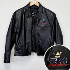 American IronHorse Texas Choppers Leather Motorcycle Jacket Sz L Black Y2K Biker