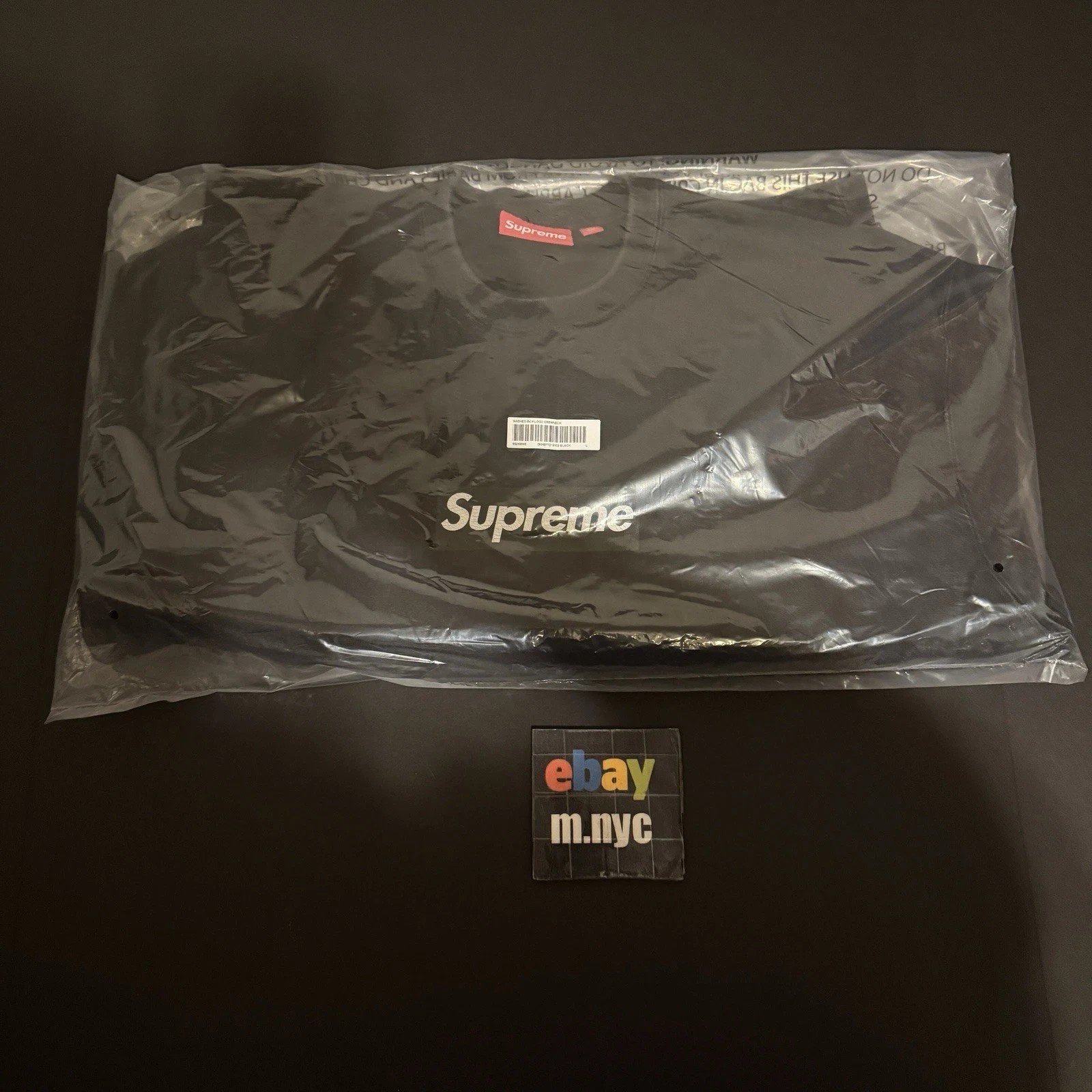Col rond logo boîte lavée suprême (SS25) noir taille L neuf