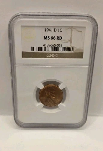 1941 D 1c NGC MS 66 RD Lincoln Cent.Wheat Penny.