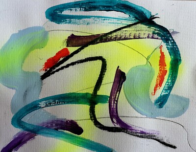ABSTRAKTES EXPRESSIONISTISCHES 5R ORIGINAL PAPIERGEMÄLDE SIGNIERT NIGEL WASSERFARBE KUNST
