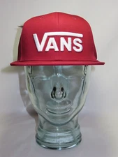 Classic Vans "Off the Wall" Snapback Hat NWT Red Burgundy White Letter