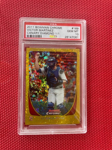 2011 Bowman Chrome VICTOR MARTINEZ CANARY DIAMOND SUPERFRACTOR 1/1 PSA 10