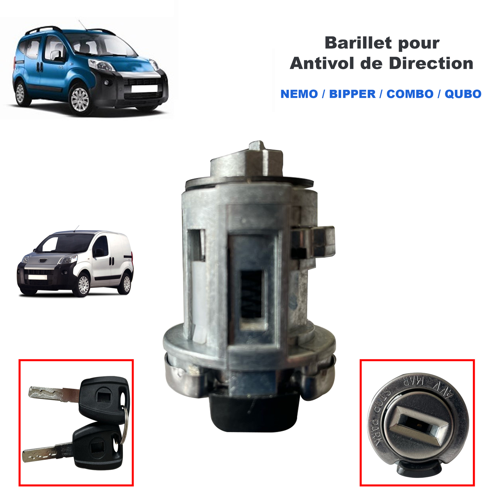 Serrure neiman antivol de direction pour Nemo Bipper Qubo Combo - 2
