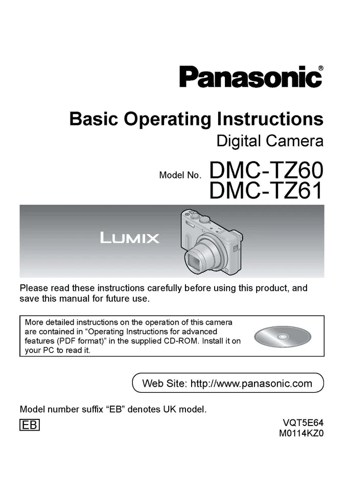 PANASONIC LUMIX DMC TZ60 TZ61 MANUALE ISTRUZIONI DI BASE STAMPATO 40 PAGINE A5