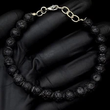 Superb Pattern Black Lava 87.00 Cts Exclusive Beaded Bracelet VK 32 E657