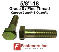 58-18 Hex Bolt Yellow Zinc Grade 8 Cap Screw Fine Thread Choose Size Qty 58-18 Hex Bolt Yellow Zinc Grade 8 Cap Screw Fine Thread Choose Size Qty