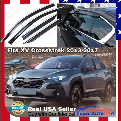 For Subaru Crosstrek XV 2013-2017 Chrome Trim  Window Visor Rain Sun Guard Vent