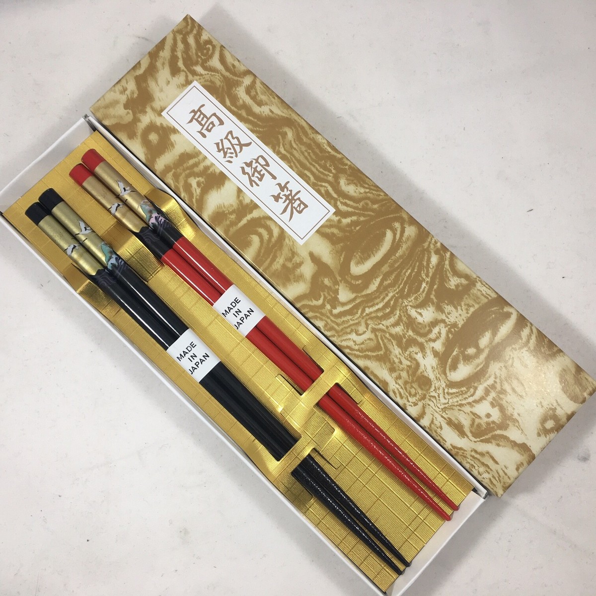 2 Pairs of Japanese Wooden Lacquered Hair Stick Chopsticks