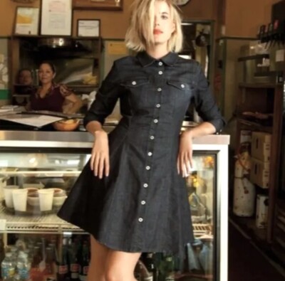 Ladies AGYNESS DEYN For DR MARTENS Blue Cotton Denim Jean Dress Size XLARGE  VGC UK