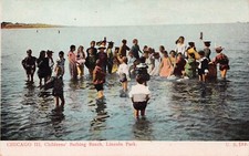 Chicago IL Illinois Lincoln Park Children Bathing Beach Vtg Postcard C49