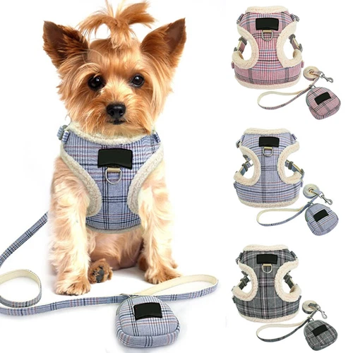 Warm Dog Harness and Lead Winter Pet Cat Puppy Vest Clothes Coats for Chihuahua - Picture 1 of 13