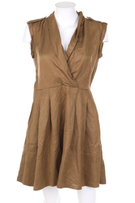 Massimo Dutti dress Wrap Effect Epaulettes D 38 brown
