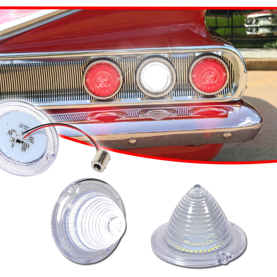 2X Luz de Retroceso LED Blanca Trasera Transparente 1960-1961 Impala Bel Air Biscayne El Camino Foto 2 de 4