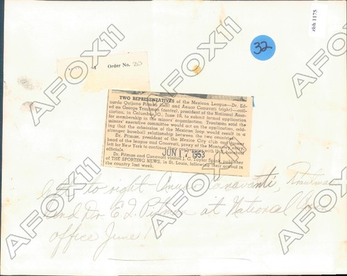 1953 Mexikanische Baseball-Liga Eduardo Q Pittman & Anuar Canavati Pressefoto - Bild 2 von 2