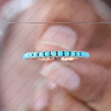 TurquoiseFull Eternity Band Ring Stackable 925Sterling Ring Yellow Pleated Ring