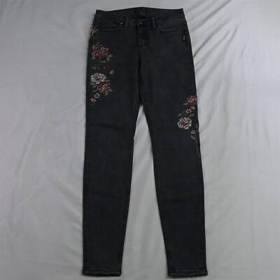 Silver 28 x 31 Mazy Skinny Gray Floral Stretch Denim Womens Jeans