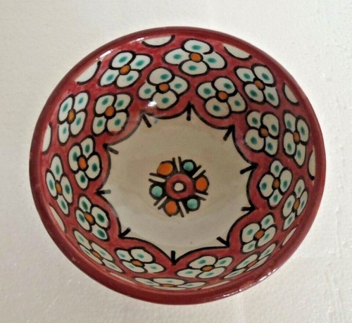 TRADITIONAL HAND PAINTED CERAMIC SMALL BOWL * FES POTTERY - Picture 5 of 21