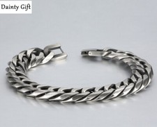 Hip Hop Men Women Titanium Stainless Steel 7-15 mm Miami Cuban Chain Bracelet 8"