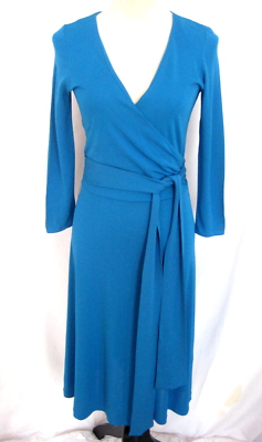 Issa London Blue Rayon Faux Wrap Dress Size 4 | eBay