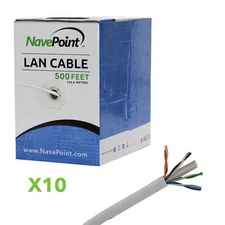 CAT6 500FT UTP Cable Solid 23AWG White Ethernet LAN Bulk Wire CAT6 RJ45 10-pack